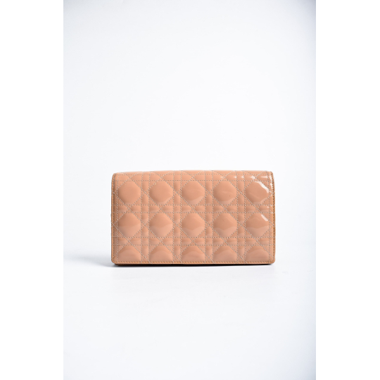 Dior Lady Dior Pouch on Chain Nude Patent Cannage Calfskin