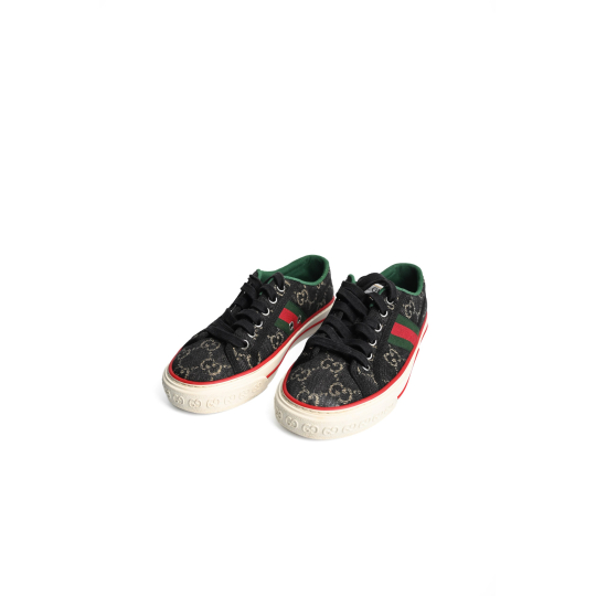 Gucci Tennis 1977 Low Top Sneaker Black GG Canvas Web Stripe