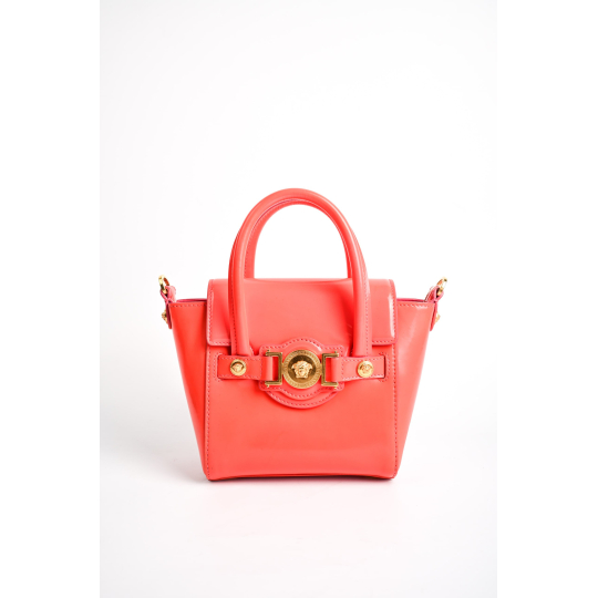 Versace Signature Mini Tote Coral Leather