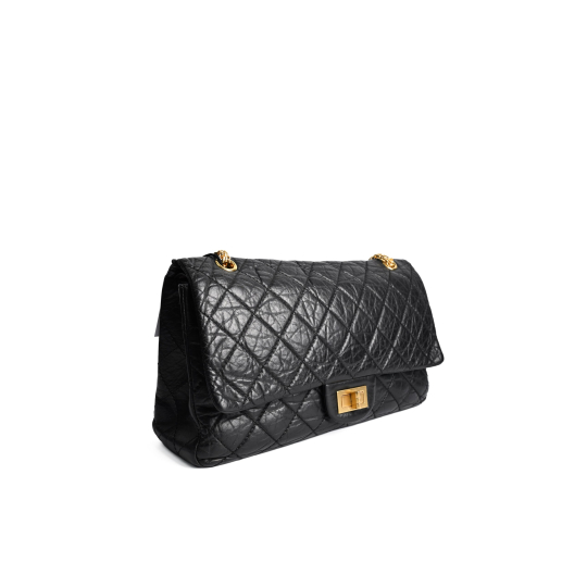 Chanel 2.55 Reissue 227 Aged Calfskin Black Gold Hardware