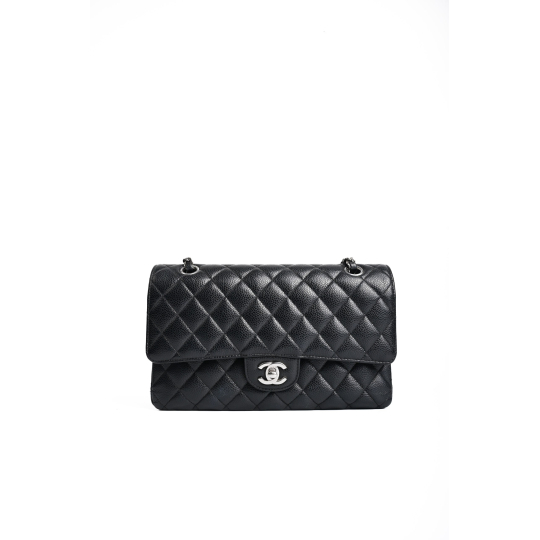 Chanel Classic Double Flap Black Caviar Leather Silver Hardware