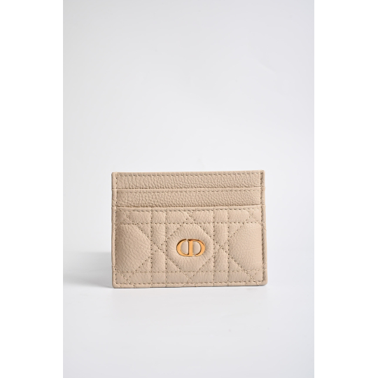 Dior Caro Card Holder Beige Cannage Grained Calfskin