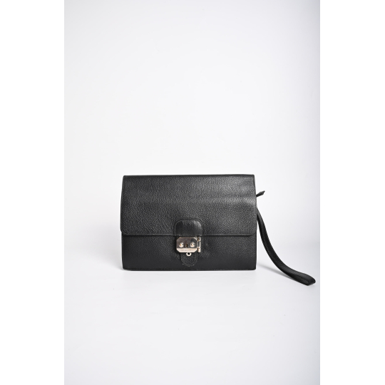 Louis Vuitton Pochette Baikal Clutch Taiga Leather Black