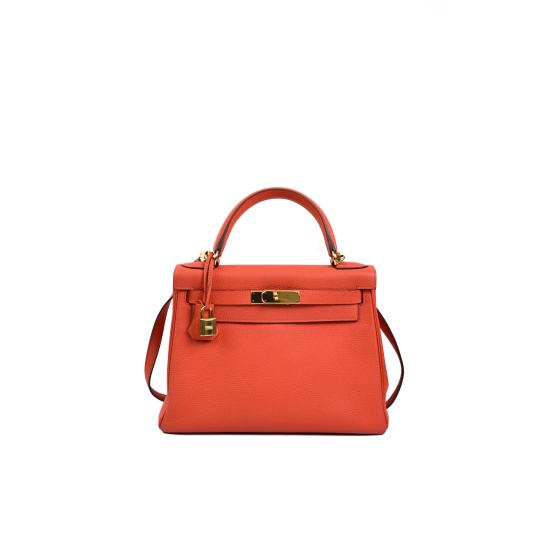 Hermès Kelly Retourné Orange Togo Leather