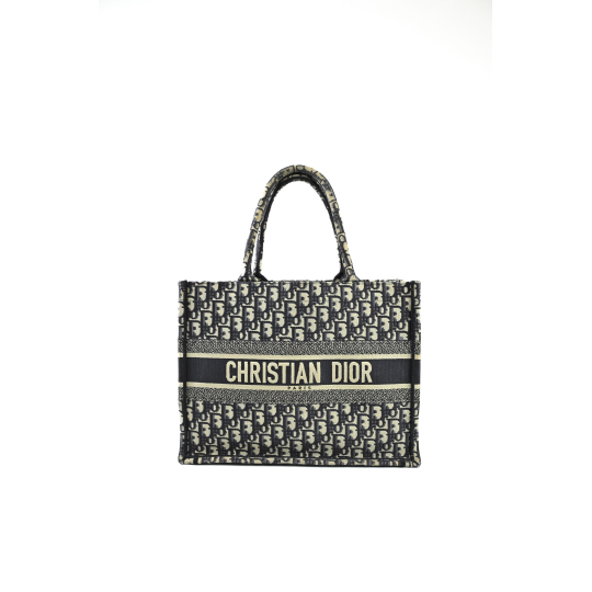Dior Book Tote Blue Oblique Embroidered Canvas