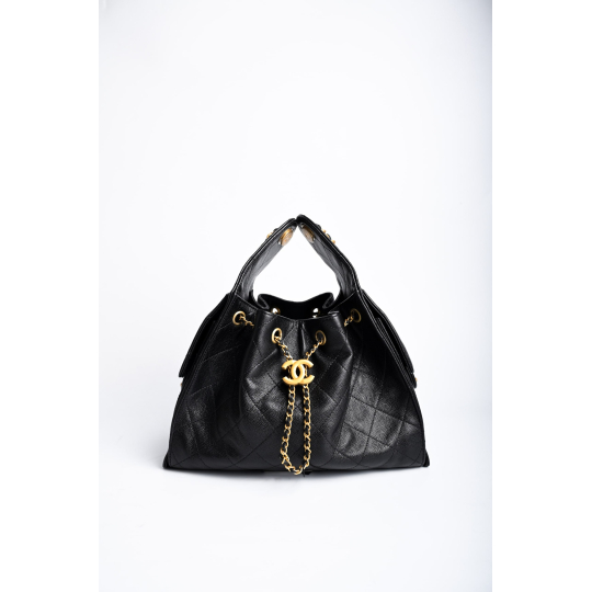 Chanel Drawstring Bucket Bag Black Aged Calfskin