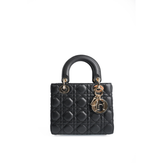 Dior Lady Dior Small Black Cannage Lambskin Gold Hardware