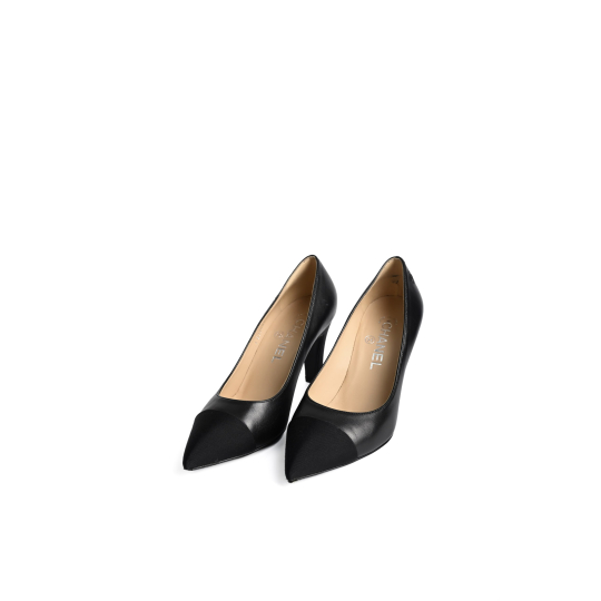 Chanel Pointed Toe Block Heel Pump Black Calfskin