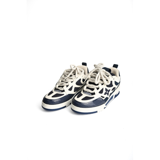 Louis Vuitton LV Skate Sneaker Navy Cream Leather Mesh Low Top