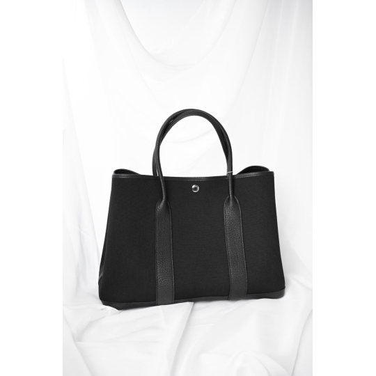 Hermès Garden Party Black Canvas and Leather