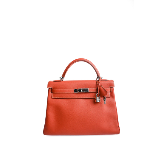 Hermès Kelly Sellier Orange Epsom Leather Palladium Hardware