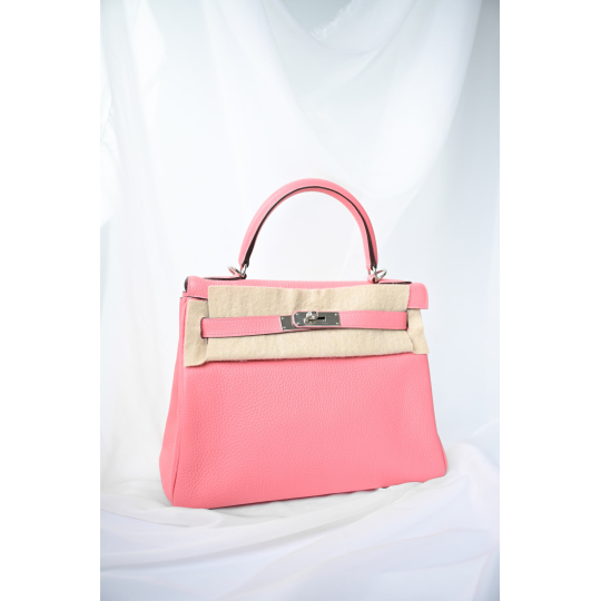 Hermes Kelly Retourne Pink Togo Leather Palladium Hardware