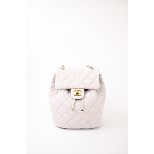 Chanel Duma Backpack Small White Quilted Lambskin Gold Hardware