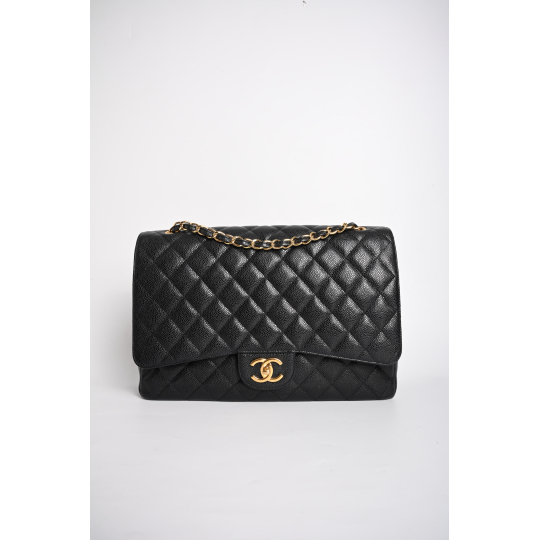 Chanel Classic Double Flap Jumbo Black Caviar Gold Hardware
