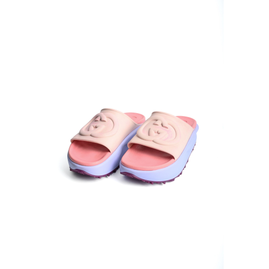 Gucci Interlocking Platform Slide Sandal Pink Lilac Rubber