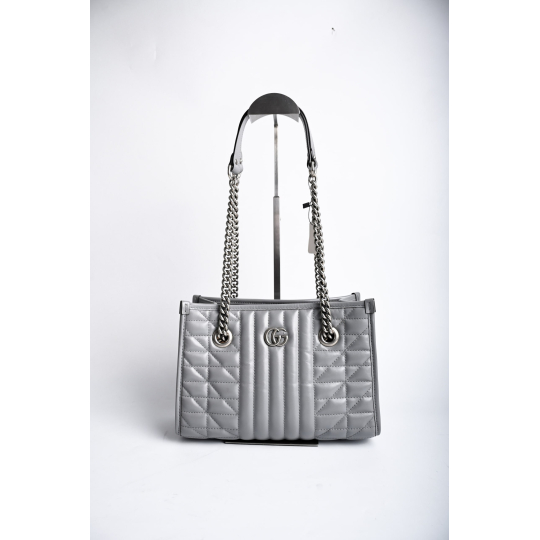 Gucci GG Marmont Small Tote Grey Matelasse Leather