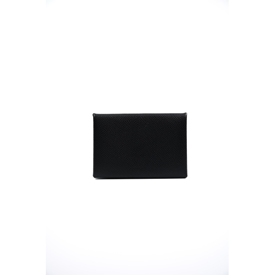 Hermès Calvi Card Holder Black Epsom Leather