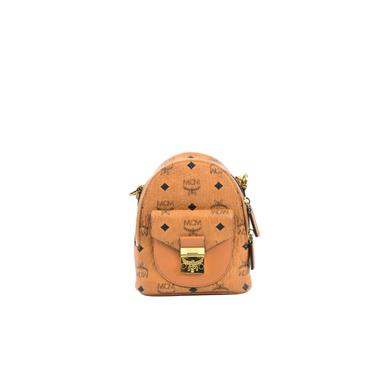 MCM Stark Bebe Boo Mini Backpack Cognac Visetos