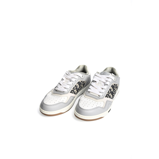Dior B27 Low Top Sneaker Grey White Calfskin Beige Oblique Jacquard