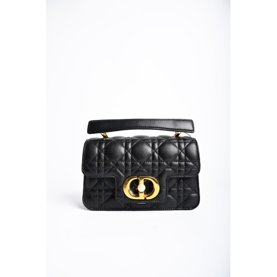 Dior Jolie Top Handle Bag Small Black Cannage Lambskin