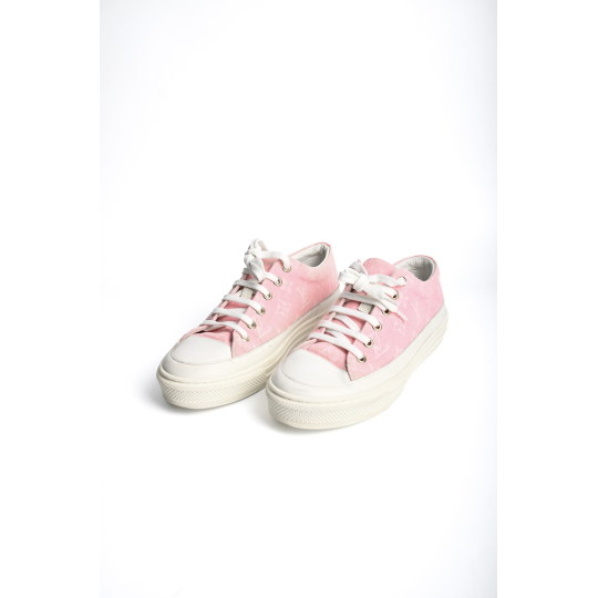 Louis Vuitton Stellar Low Top Sneaker Pink Velvet Cream Rubber Sole