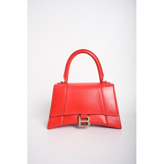 Balenciaga Hourglass Small Top Handle Bag Red Calfskin