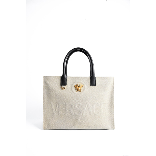 Versace La Medusa Tote Beige Canvas
