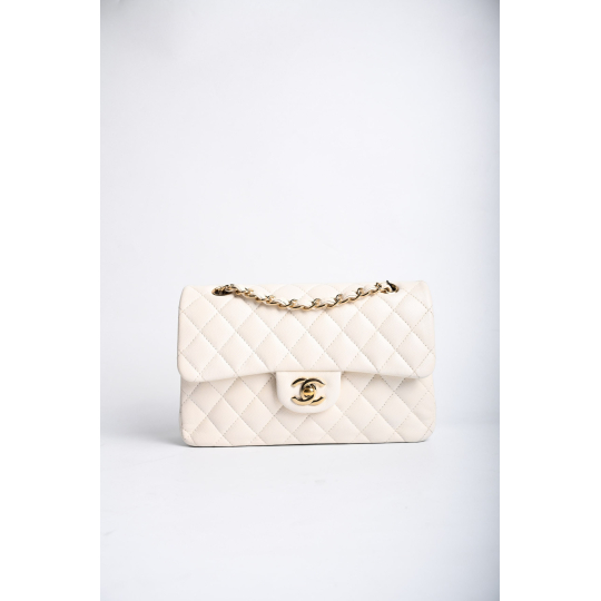Chanel Classic Double Flap White Caviar Leather Gold Hardware