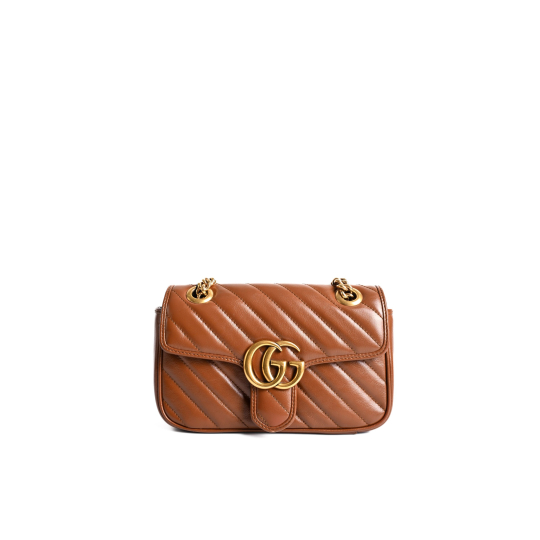 Gucci GG Marmont Mini Brown Matelassé Leather