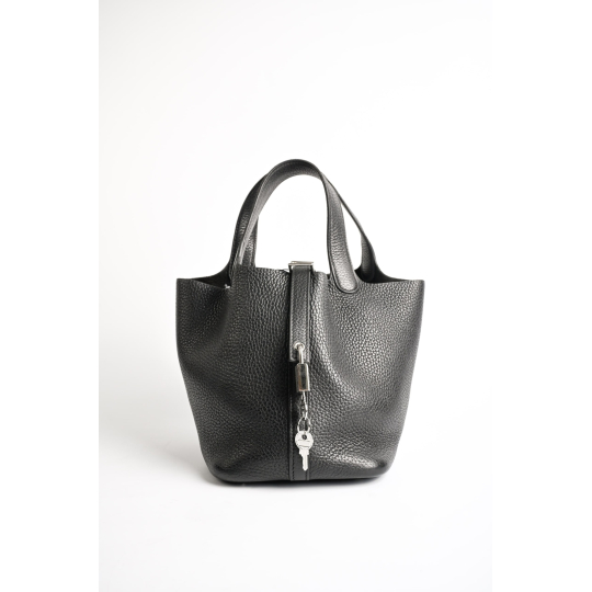 Hermès Picotin Lock Black Clemence Leather Palladium Hardware
