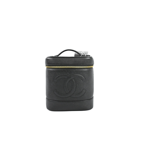 Chanel Vintage Vanity Case Black Caviar Leather