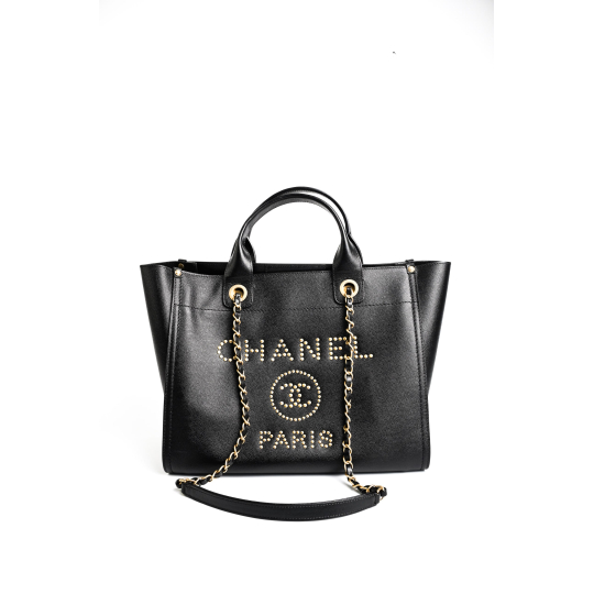 Chanel Deauville Small Tote Black Caviar Leather