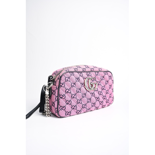 Gucci GG Marmont Small Shoulder Bag Pink GG Multicolour Canvas