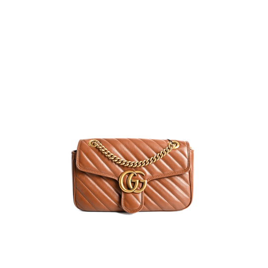 Gucci GG Marmont Small Brown Matelassé Leather