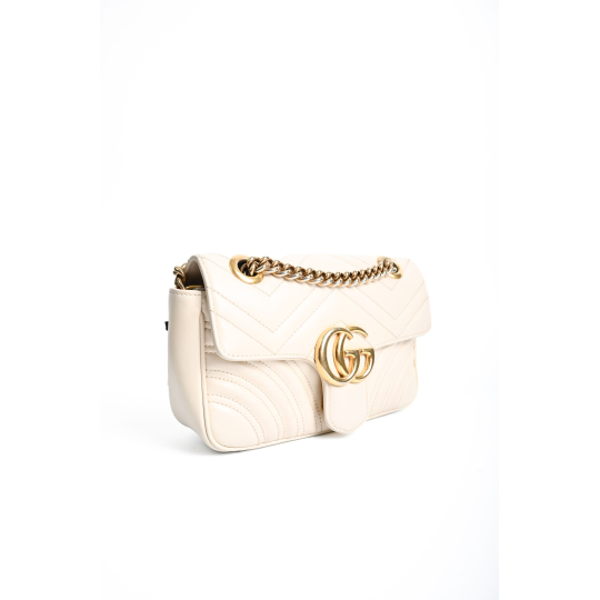 Gucci GG Marmont Mini Matelasse Leather White Chain Shoulder Bag