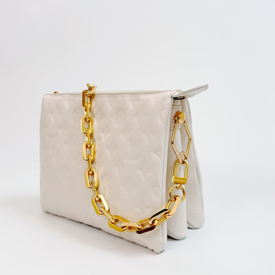 Louis Vuitton Coussin Cream Monogram Embossed Lambskin