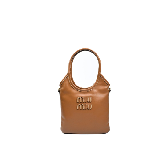 Miu Miu Ivy Mini Bucket Bag Brown Nappa Leather