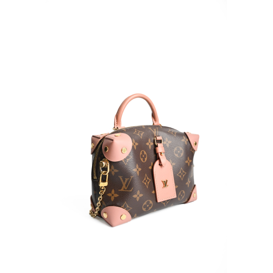 Louis Vuitton Petite Malle Souple Monogram Canvas Brown Pink Trim