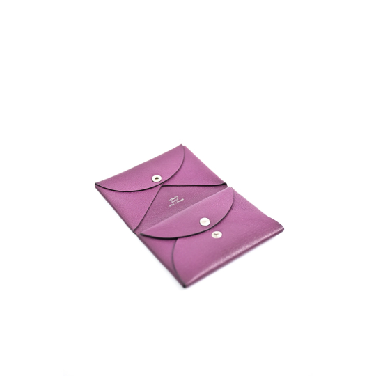 Hermès Calvi Card Holder Purple Epsom Leather