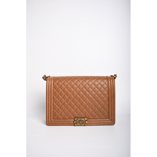 Chanel Boy Bag New Medium Caramel Caviar Leather
