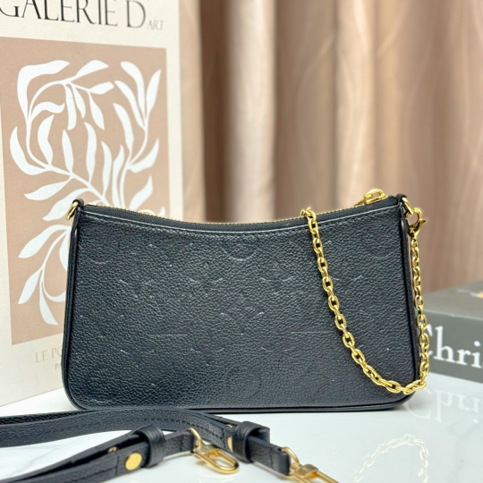 Louis Vuitton Easy Pouch On Strap Black Monogram Empreinte Leather (SP023103)