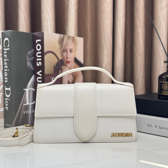 Jacquemus Le Bambino Long White Smooth Calfskin