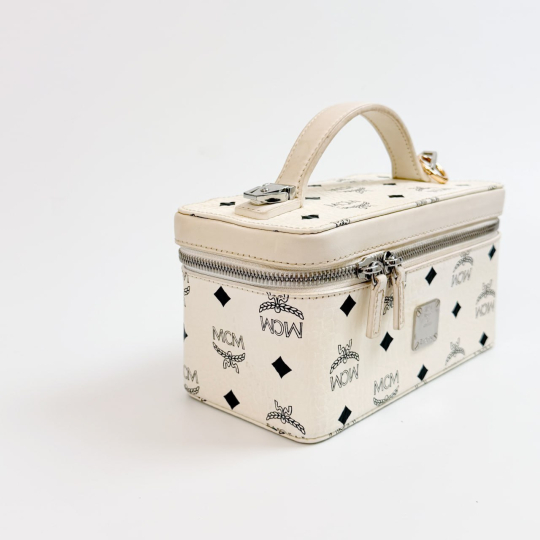 MCM Rockstar Vanity Case White Visetos Coated Canvas
