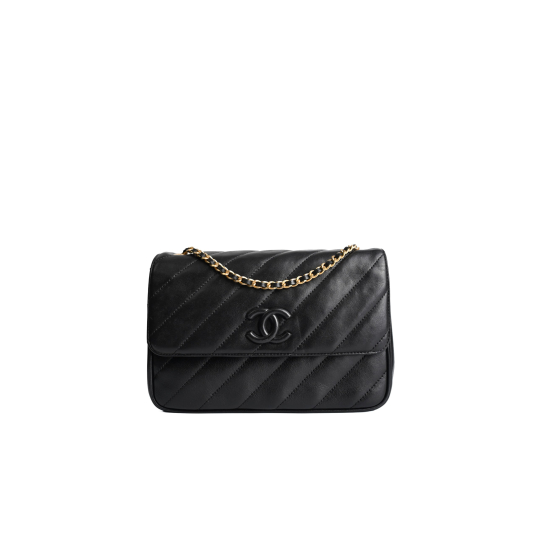Chanel Flap Bag Chevron Đen Da Cừu