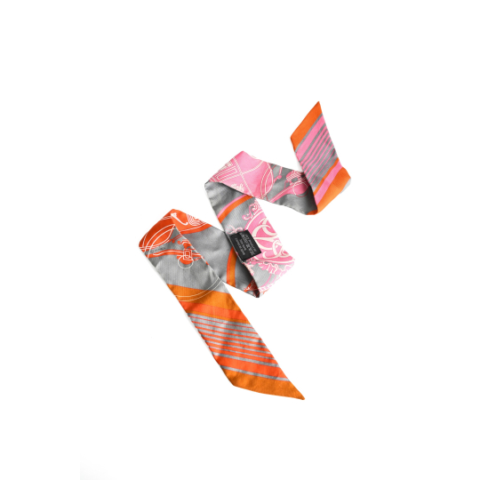 Hermes Twilly Silk Pink Grey Orange