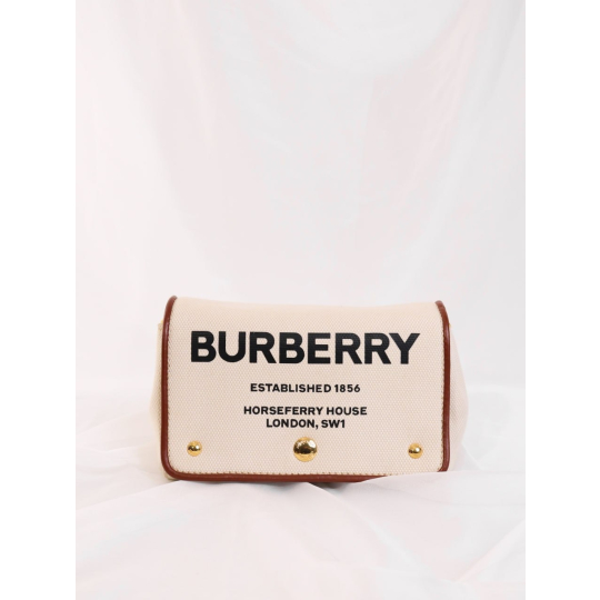 Burberry Title Bag Trắng Nâu