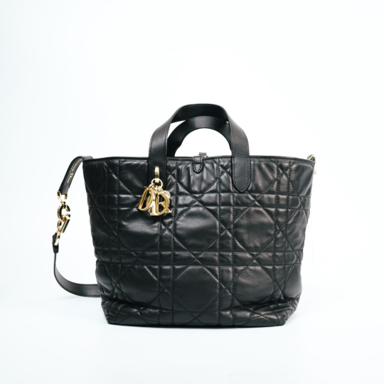 Dior Toujours Black Macrocannage Calfskin Size L