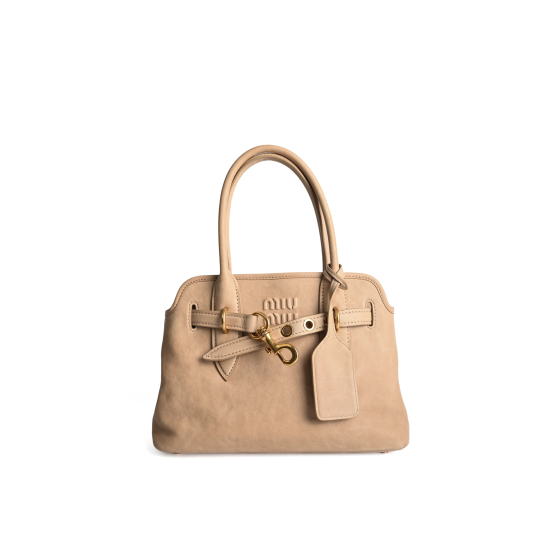 Miu Miu Bow Bowler Bag Beige Nubuck