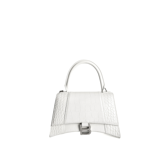 Balenciaga Hourglass Small White Crocodile Embossed
