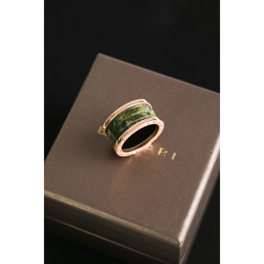 Bvlgari B zero1 Ring Rose Gold Green Marble Size 58